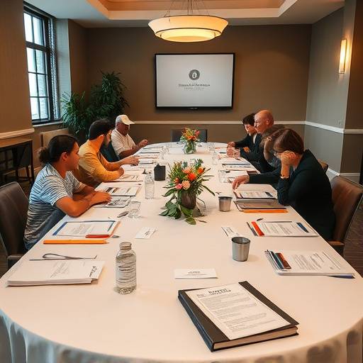 Materiali del programma di team building disposti su un tavolo